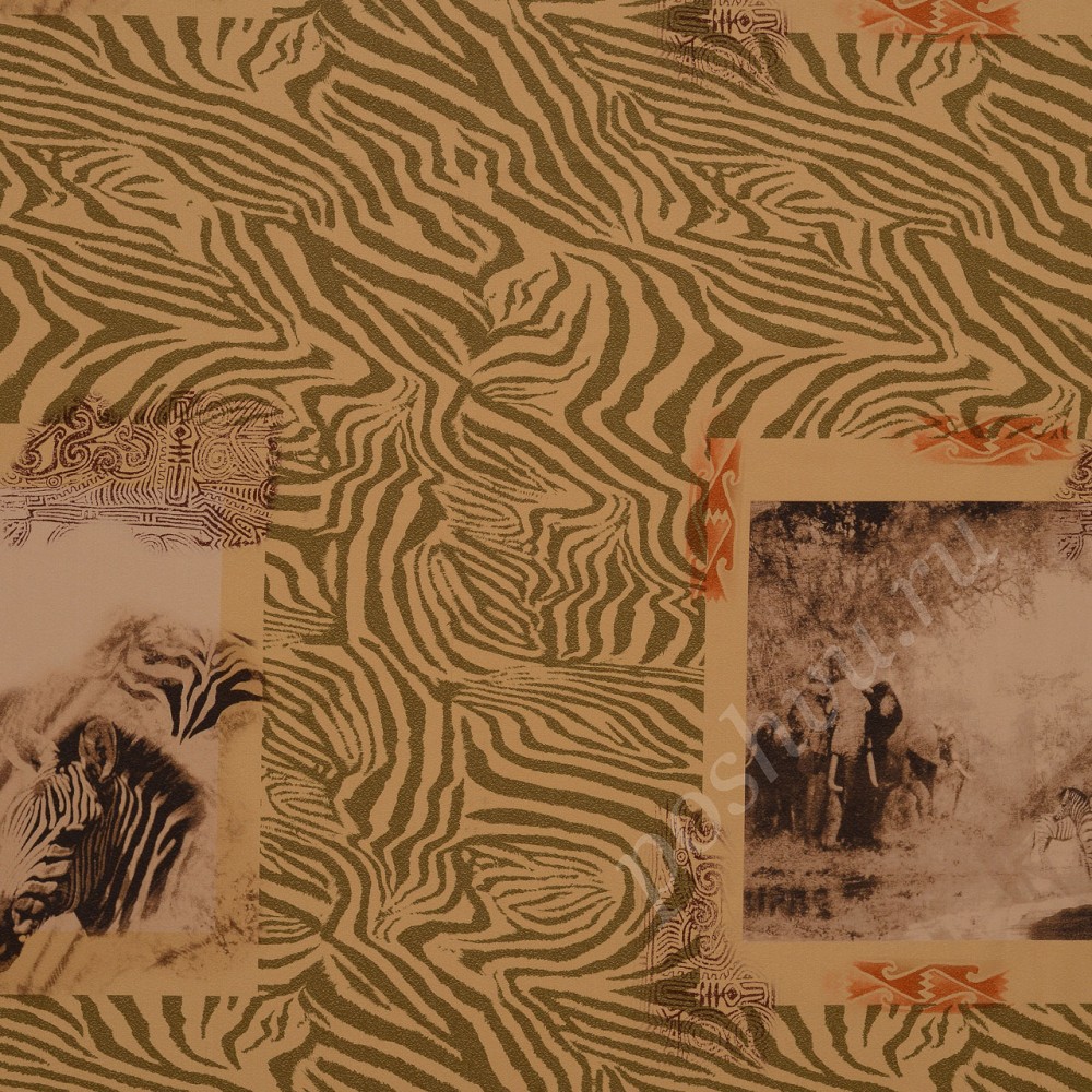 Ткань для штор портьерная African оливковая