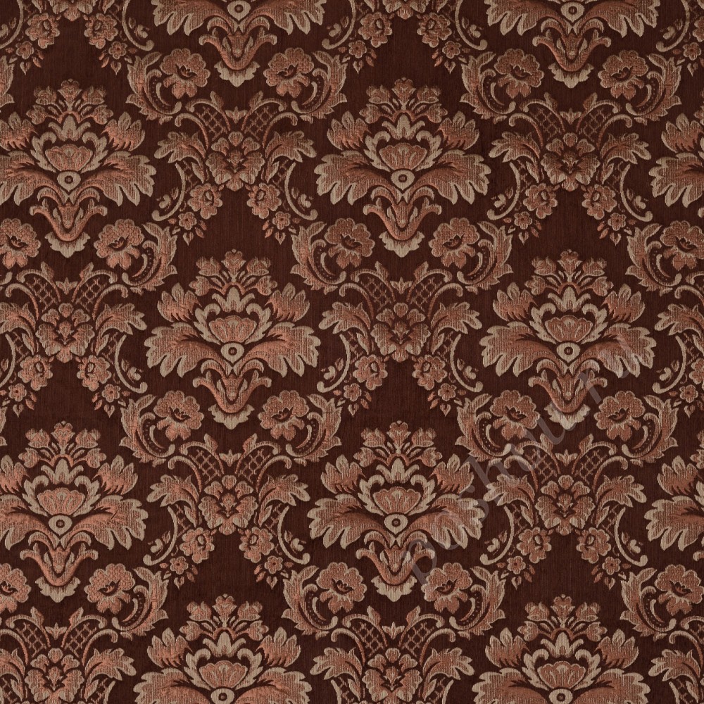 Ткань для штор портьерная Damascus коричневая