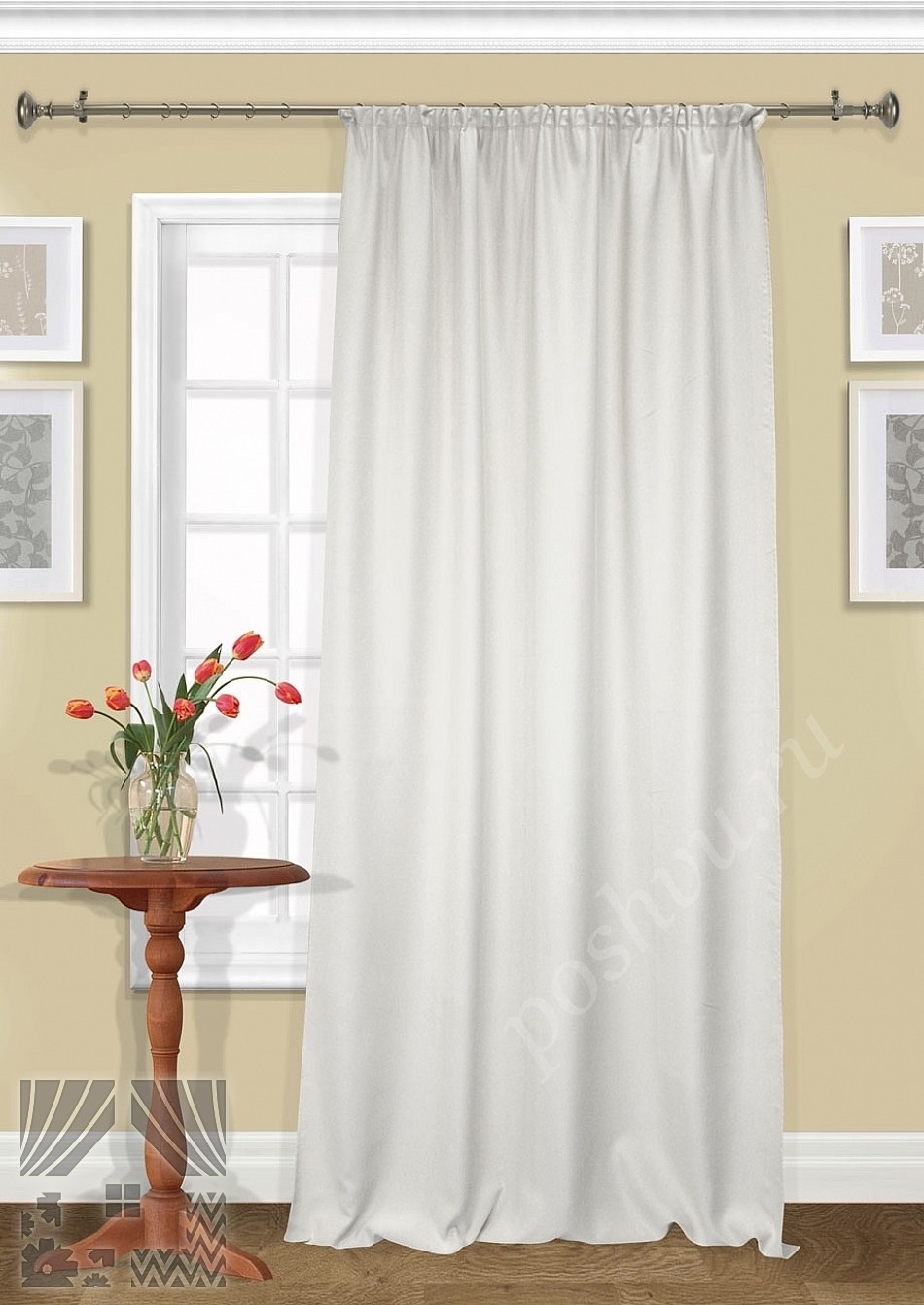 Однотонные белые светонепроницаемые портьеры для гостиной или спальни