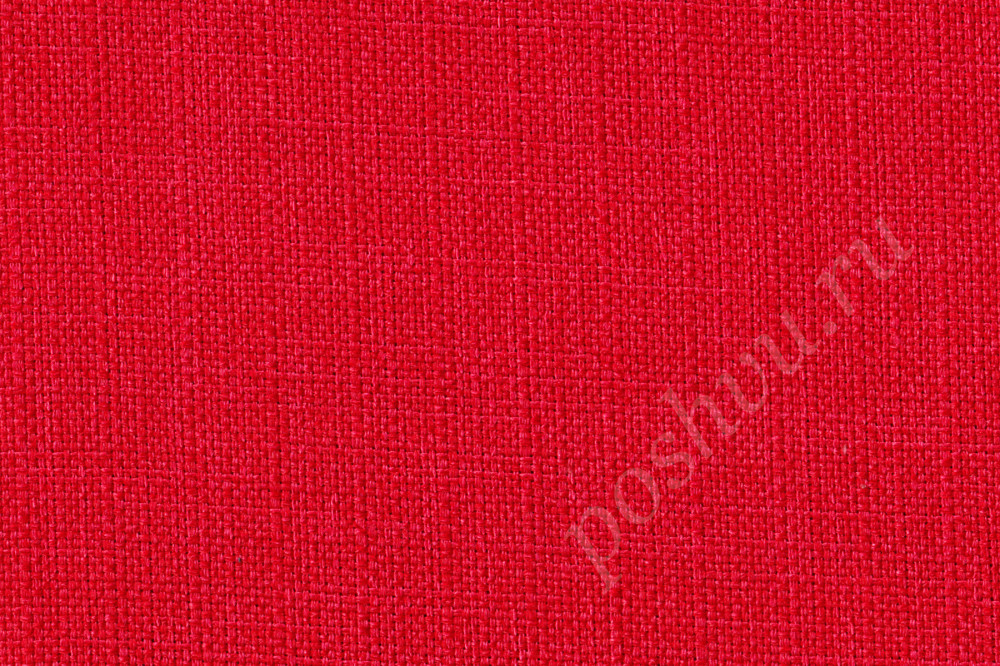 Мебельная ткань рогожка UNLIMITED однотонная красного цвета