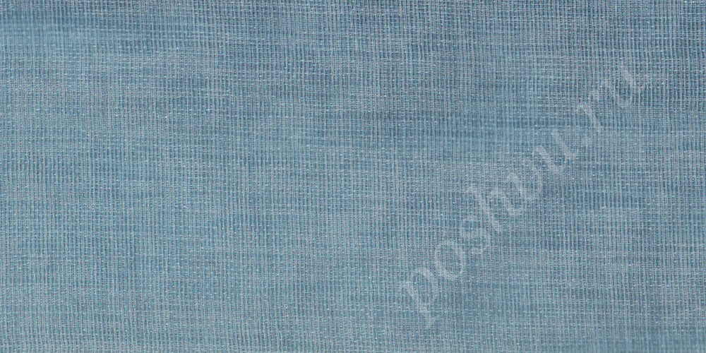 Тюлевая ткань под лен UPLAND синего цвета однотонная с утяжелителем
