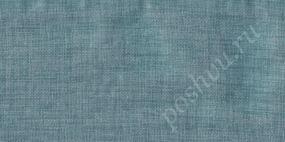 Тюлевая ткань под лен UPLAND зелено-синего цвета однотонная с утяжелителем