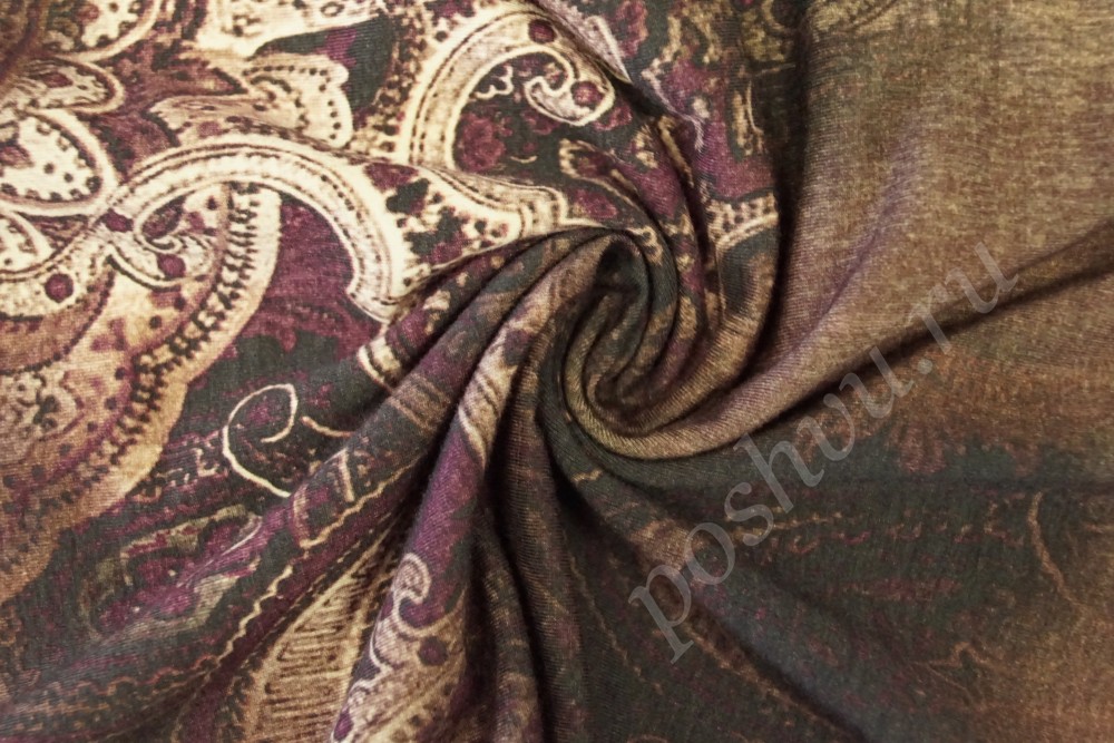 Ткань коричнево-сиреневого оттенка с орнаментом
