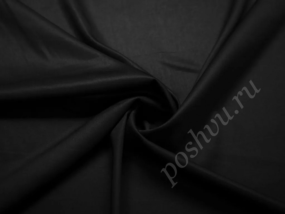 Плательная атласная ткань черного цвета (163г/м2)