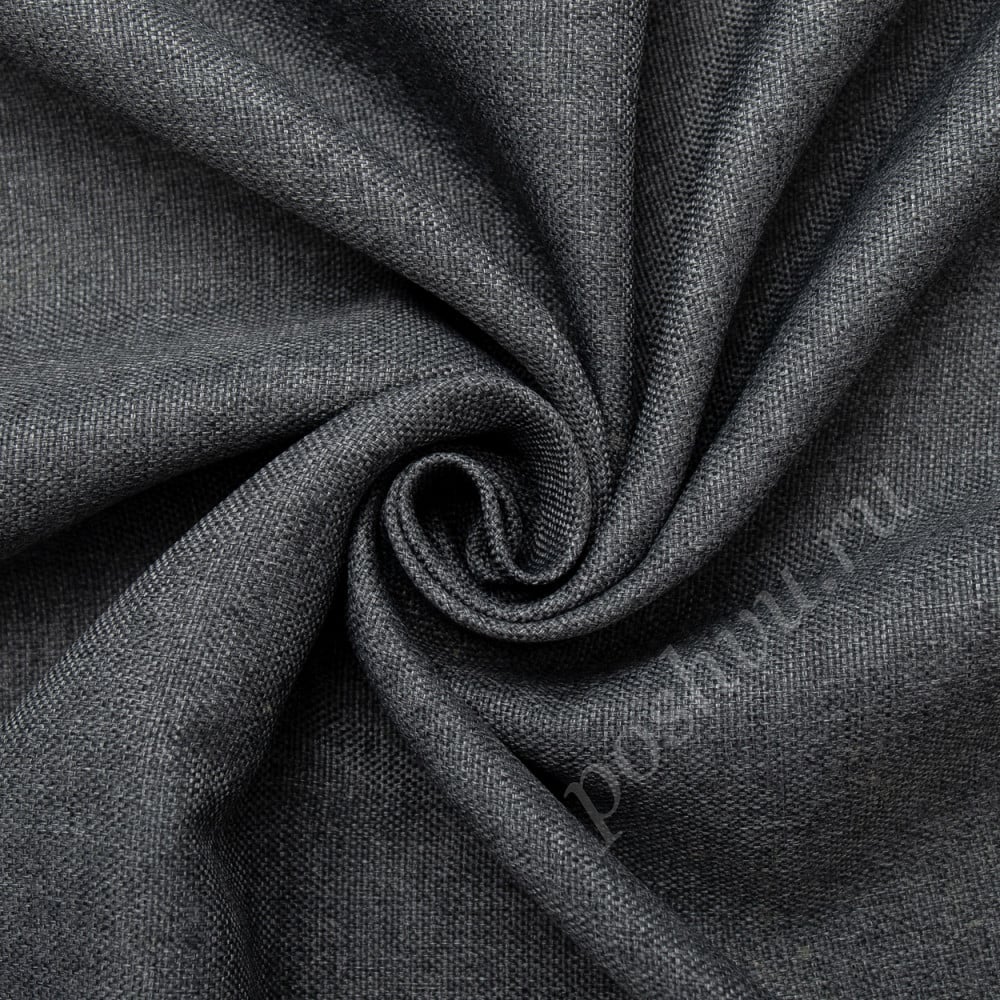 Портьерная ткань блэкаут под лен COSIMO черно-серого цвета, выс.300см