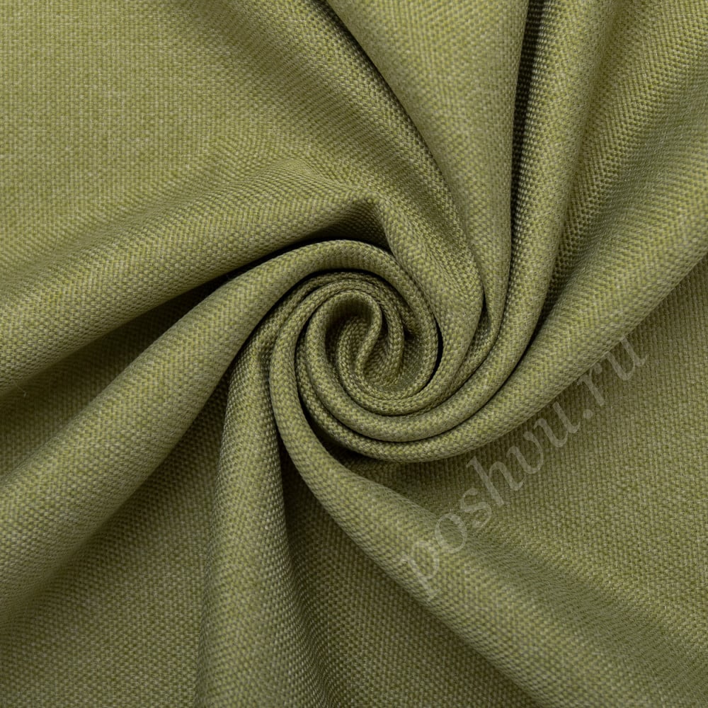 Портьерная ткань блэкаут под лен COSIMO желто-зеленого цвета, выс.300см
