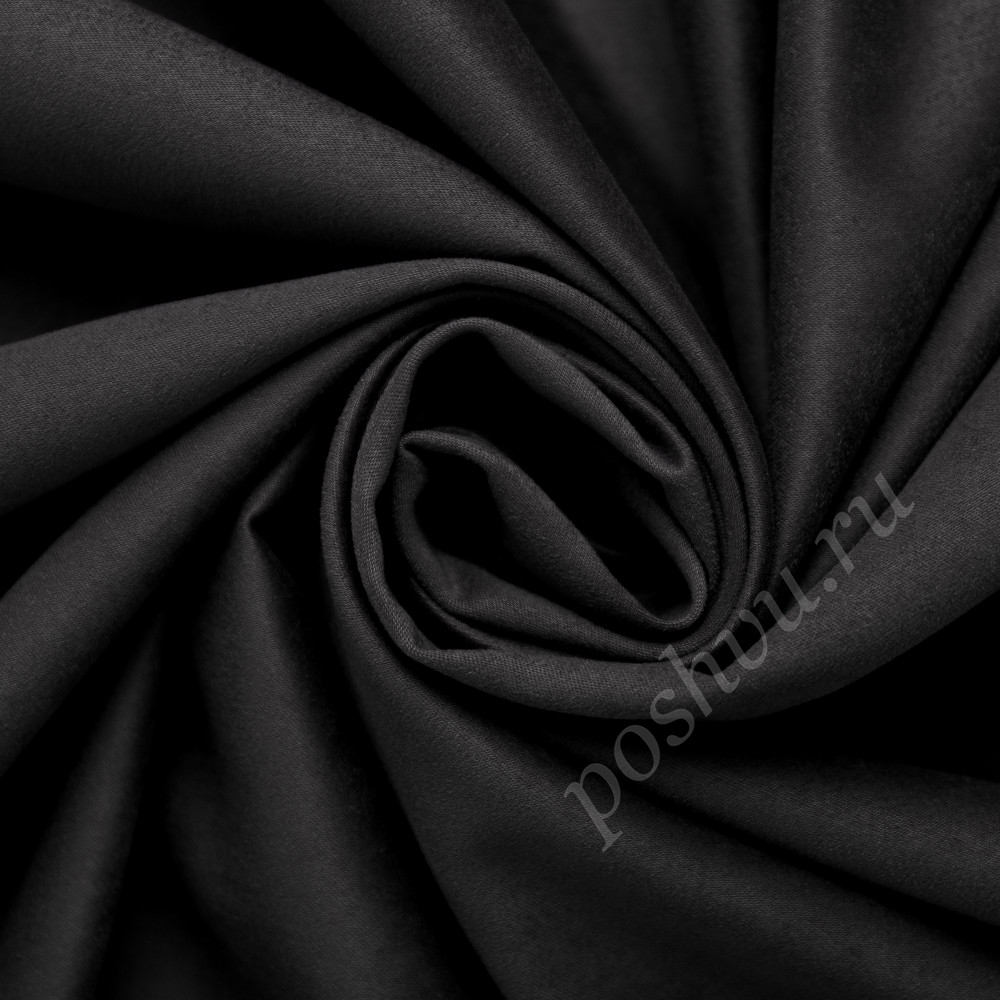 Портьерная ткань нубук CELSO черного цвета, выс.300см