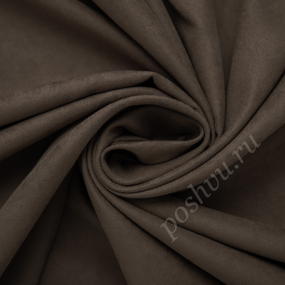Портьерная ткань нубук CELSO коричневого цвета, выс.300см