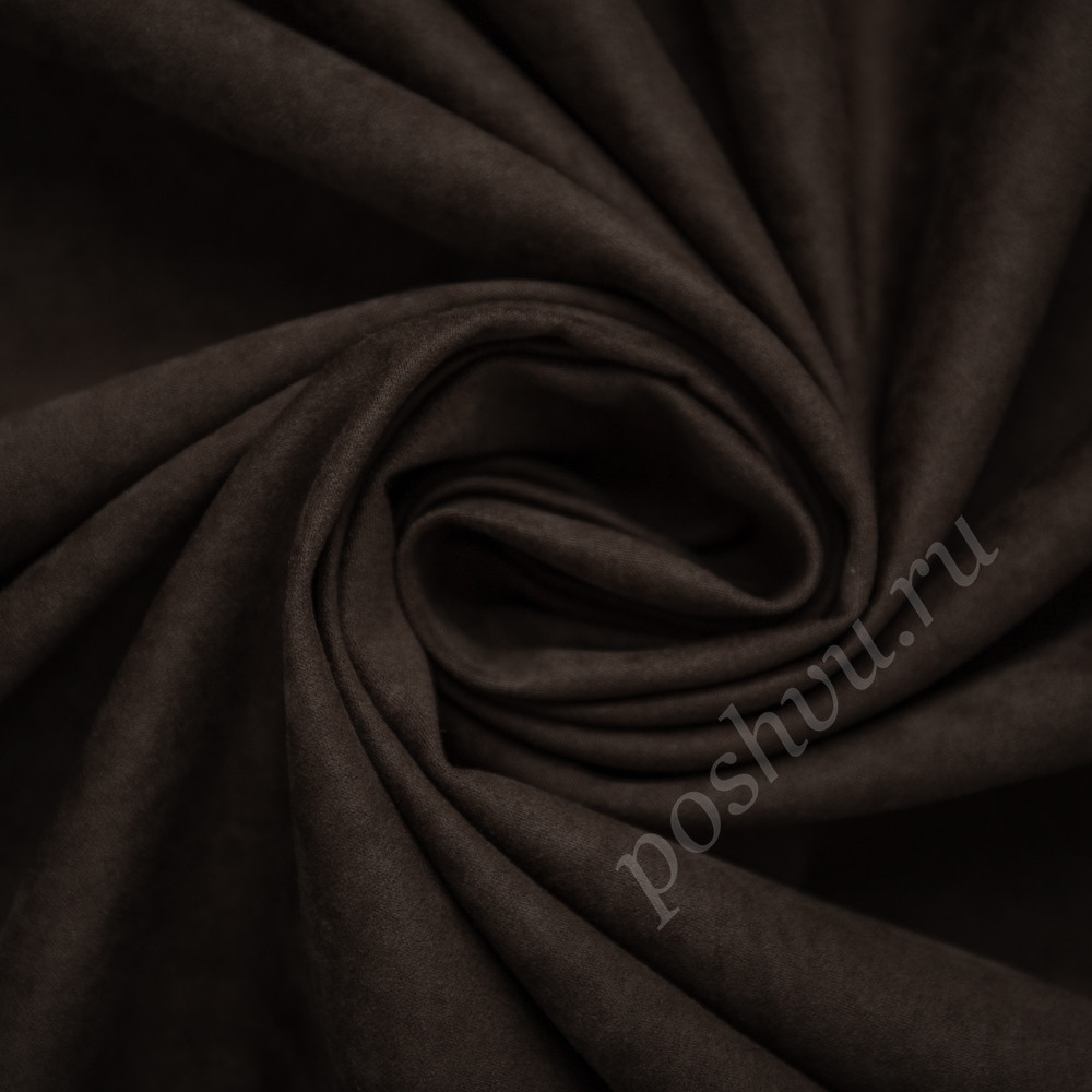 Портьерная ткань нубук CELSO темно-коричневого цвета, выс.300см