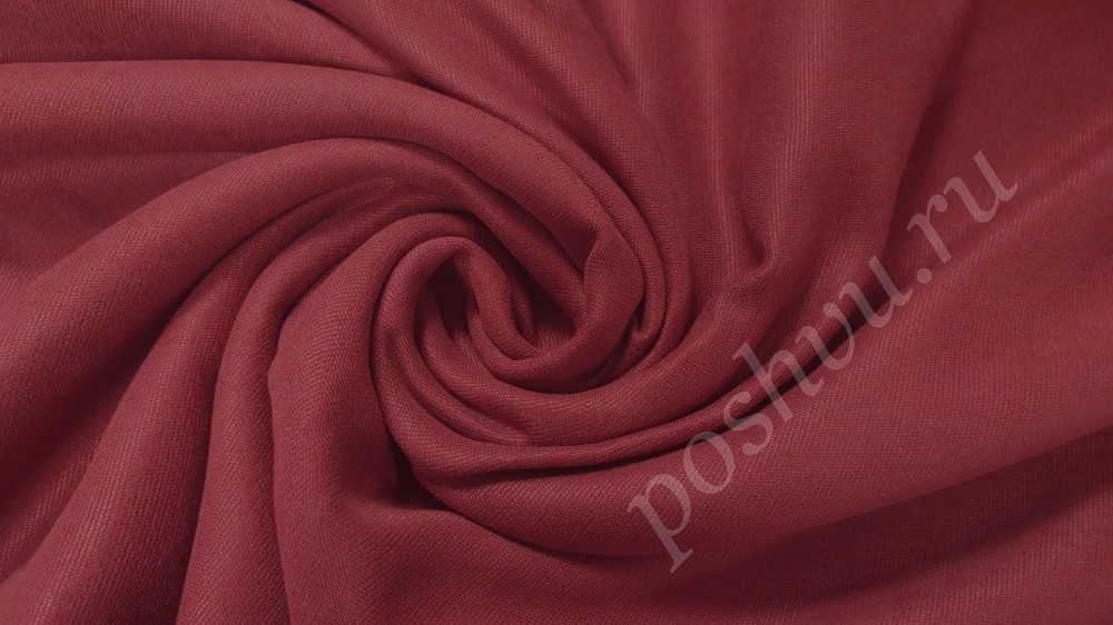 Портьерная ткань Канвас темно-красного цвета