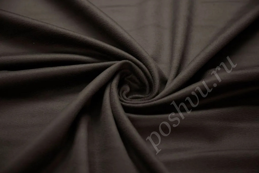 Пальтовая ткань цвета горького шоколада с коротким ворсом
