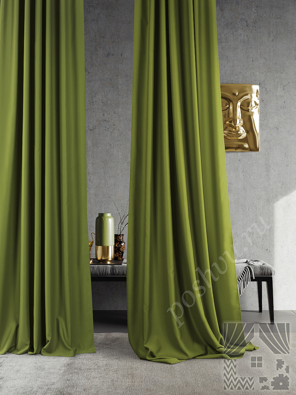 Комплект штор «Элести» зеленый 150х260см