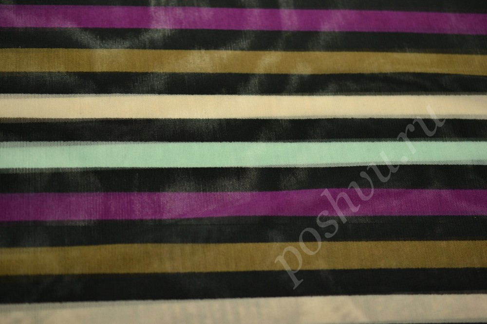 Костюмная ткань черного оттенка я разноцветные полосы