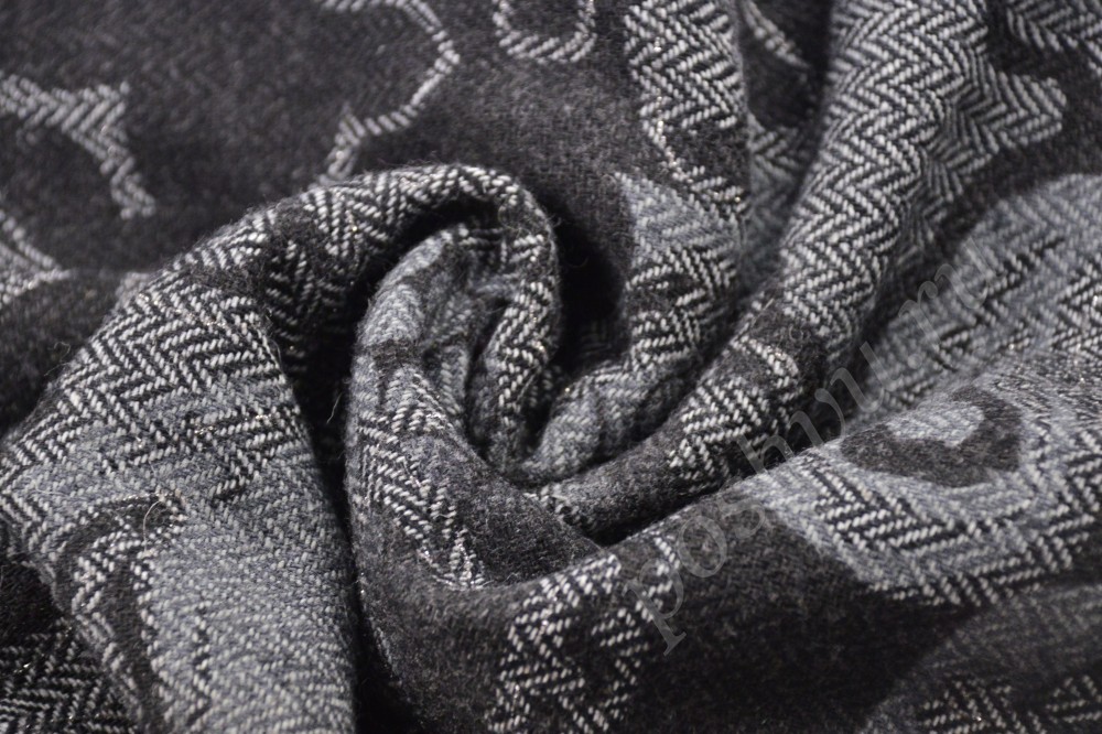Ткань костюмная темно-серого оттенка с серым рисунком