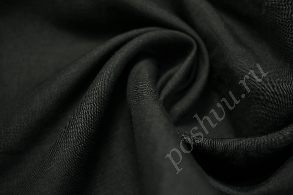 Ткань костюмная льняная черного оттенка