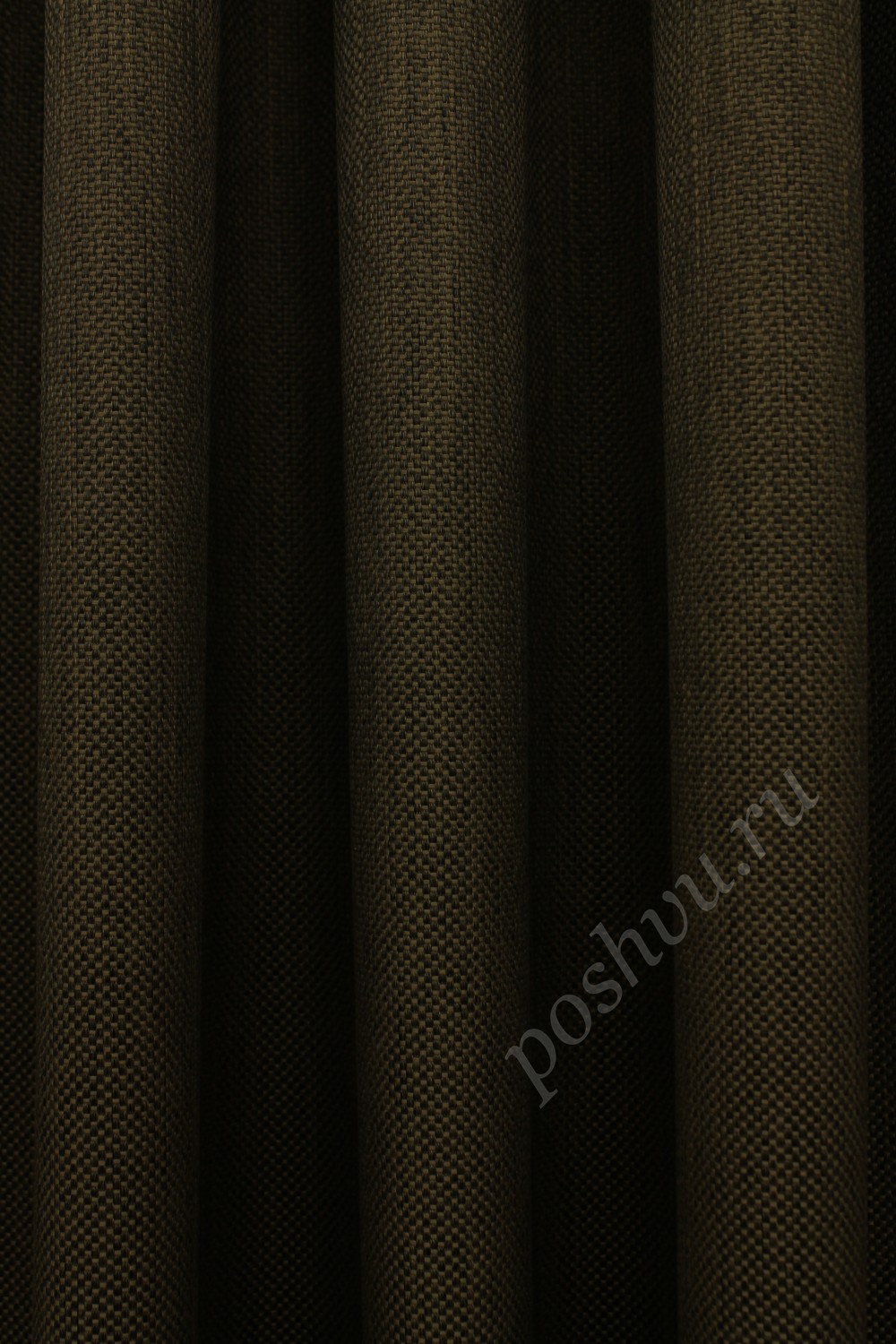 Портьерная ткань Roxy под  рогожку темно-коричневого цвета