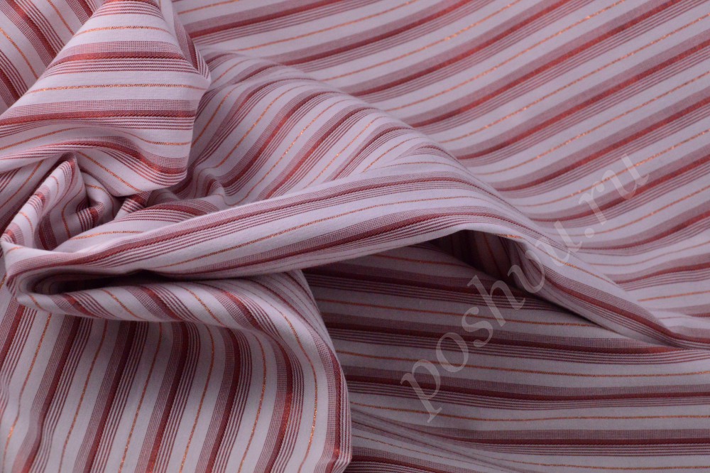 Оригинальная рубашечная ткань в розовую полоску