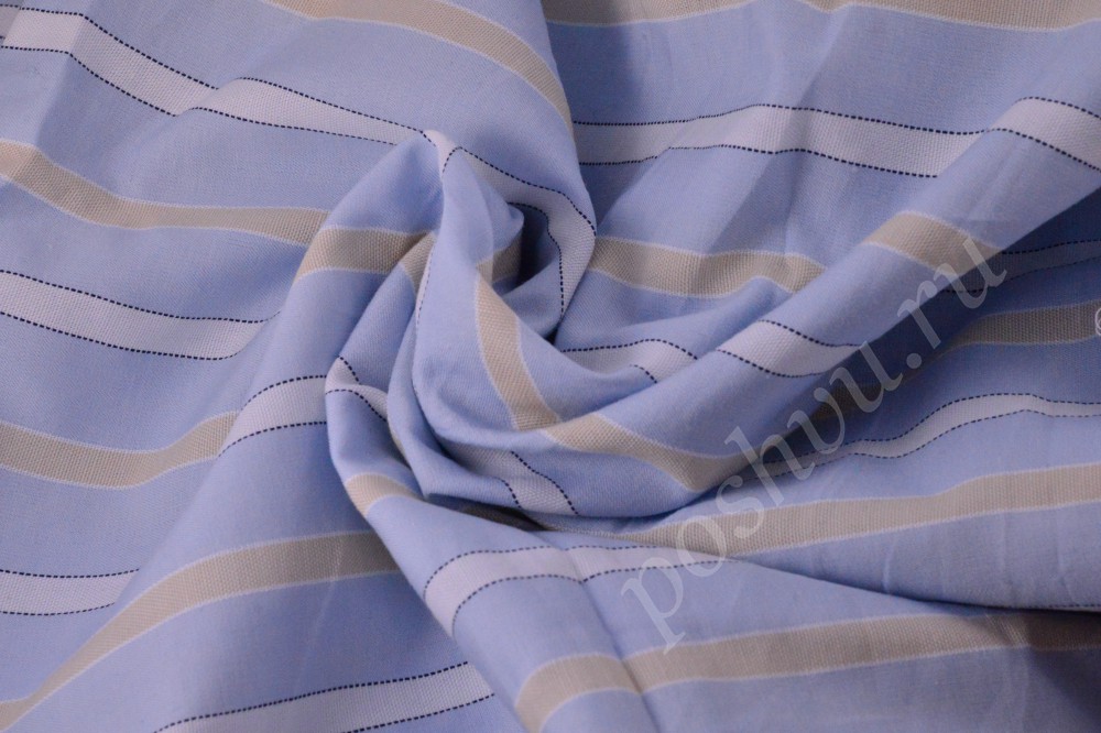 Рубашечная ткань небесно-голубого цвета в полоску
