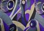 Атлас набивной с абстрактным орнаментом в фиолетовых тонах