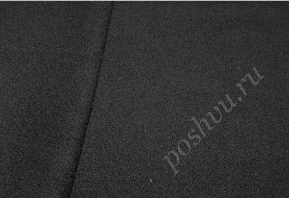 Сукно пальтовое полушерсть, черного цвета, 400 гр/м2