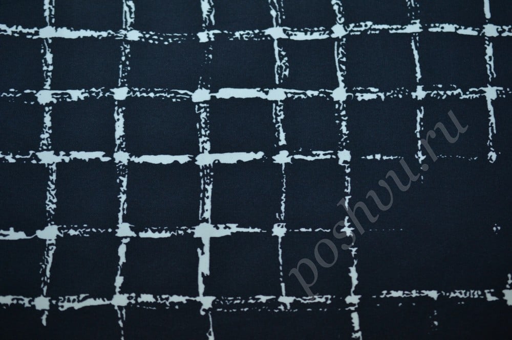 Ткань плащевая Max Mara черного цвета в контурную клетку