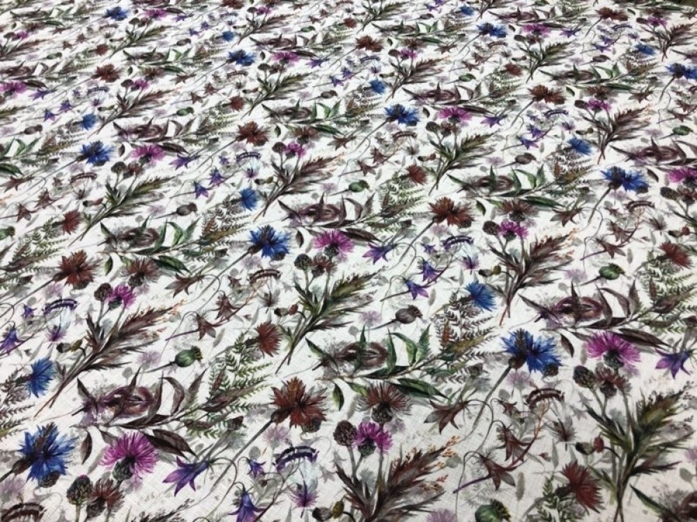 Льняная одежная ткань Полевые цветы