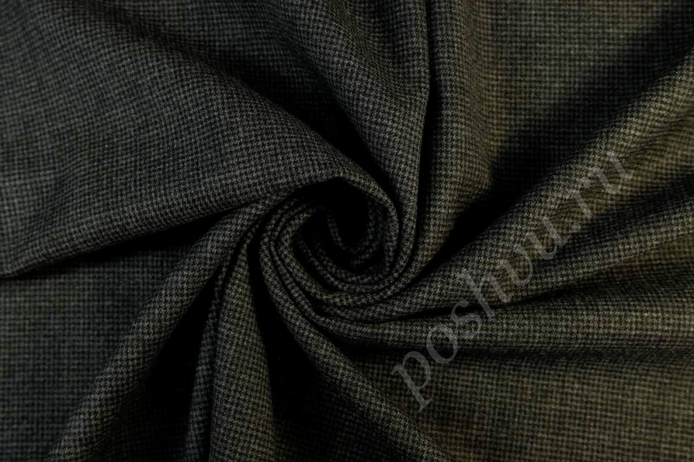 Шерстяная ткань Гусиная лапка черно-серого цвета