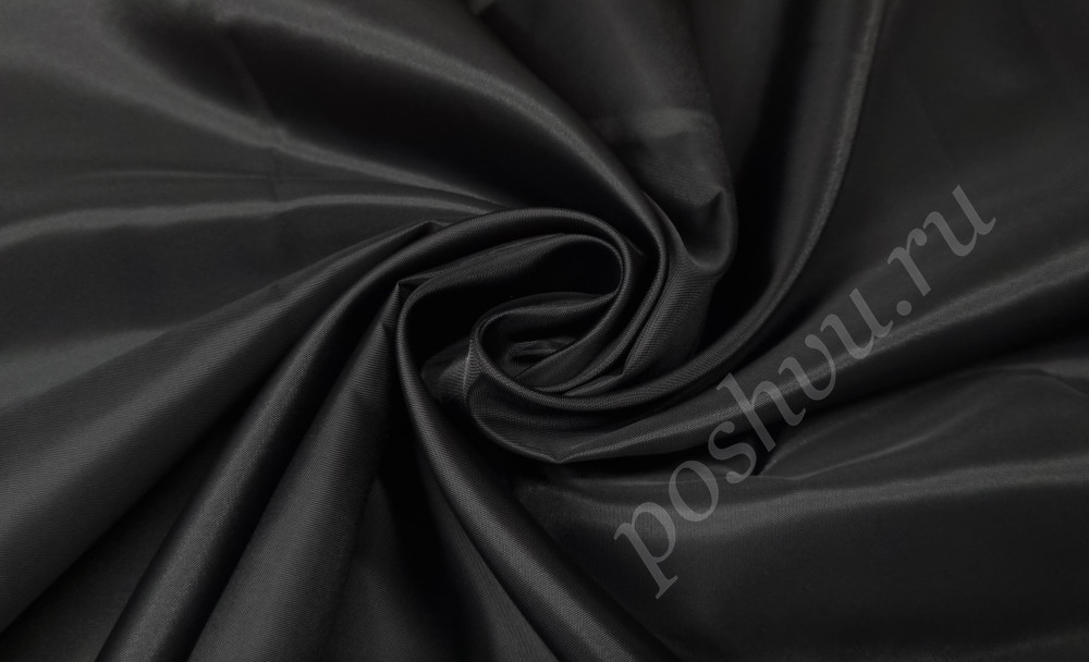 Подкладочная ткань таффета 210Т, цвет черный, 60 гр/м2