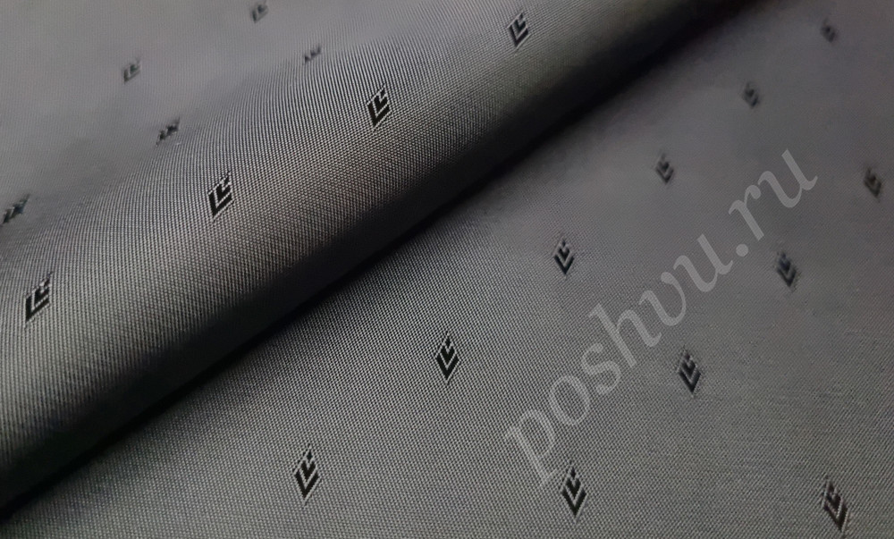 Ткань подкладочная поливискоза жаккард, цвет т-серый, 93 гр/м2
