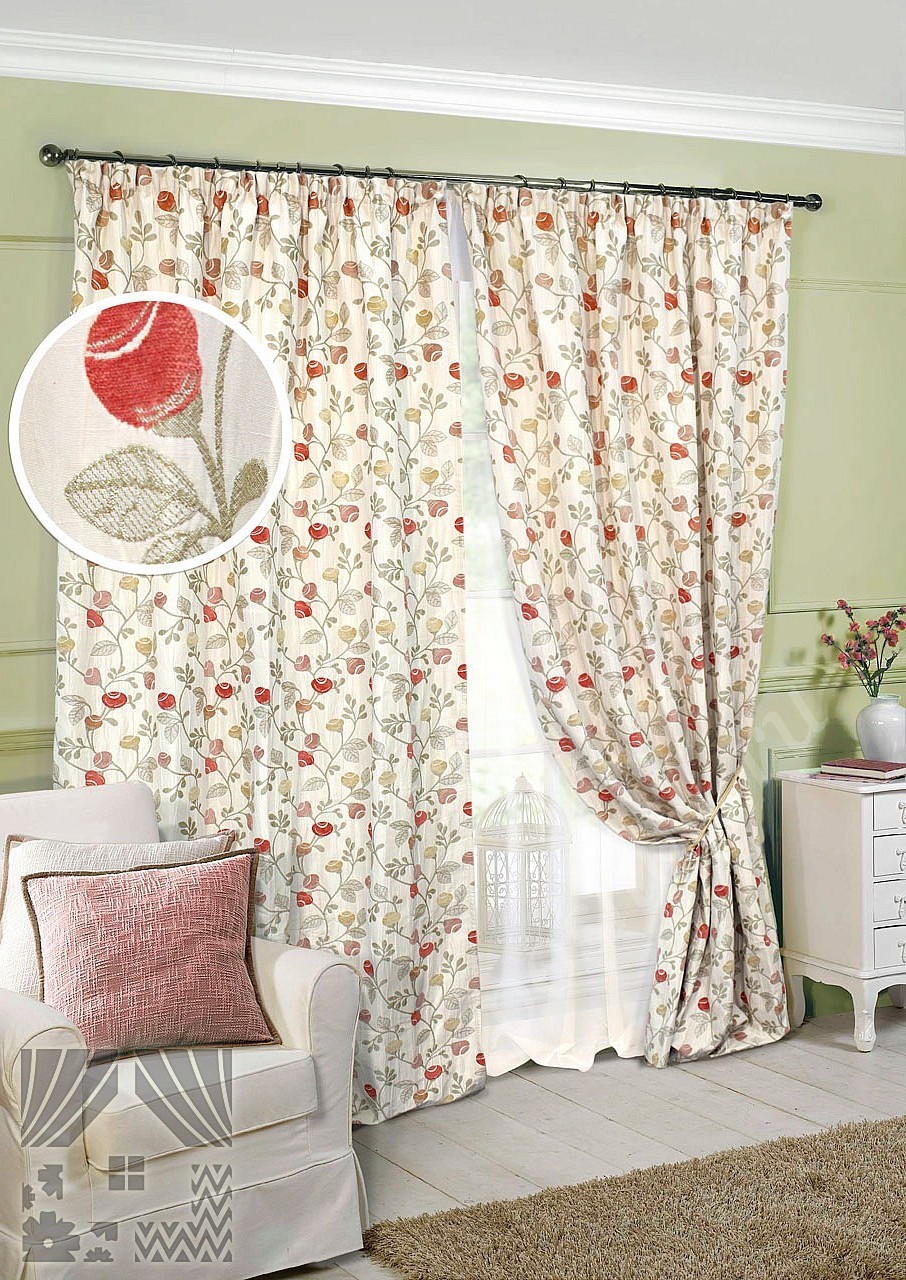 Романтичный комплект готовых штор с цветочным рисунком и тюлем для спальни