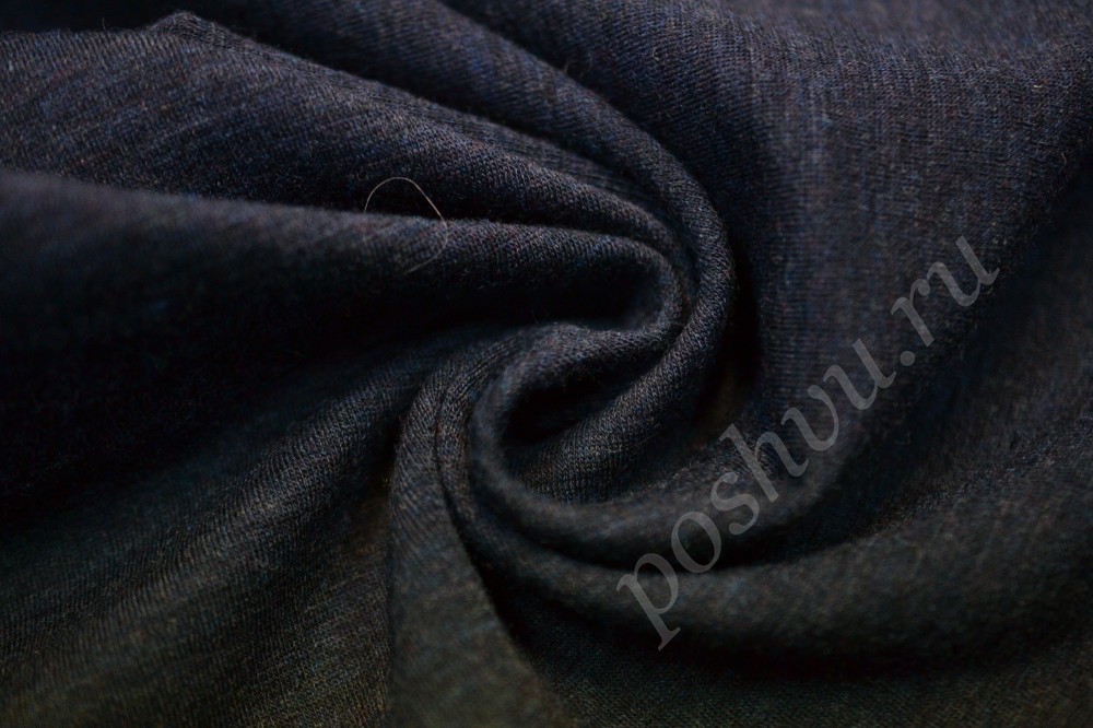 Трикотажная ткань темно-синего оттенка с коричневыми вкраплениями