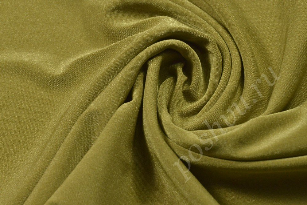 Трикотажная ткань из эластана оливкового цвета с перламутром
