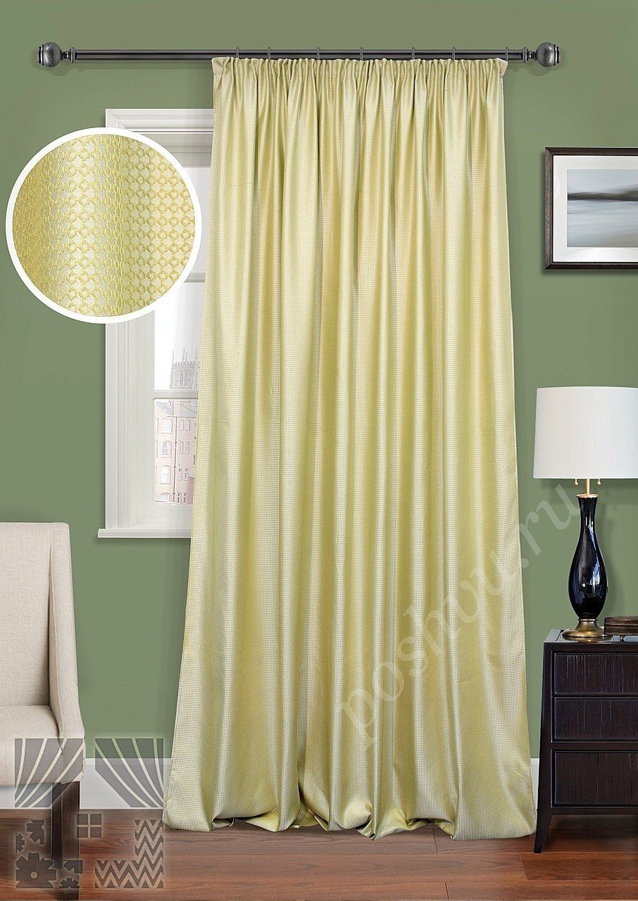 Шикарные однотонные портьеры светло-зеленого цвета с сетчатой фактурой для гостиной или спальни