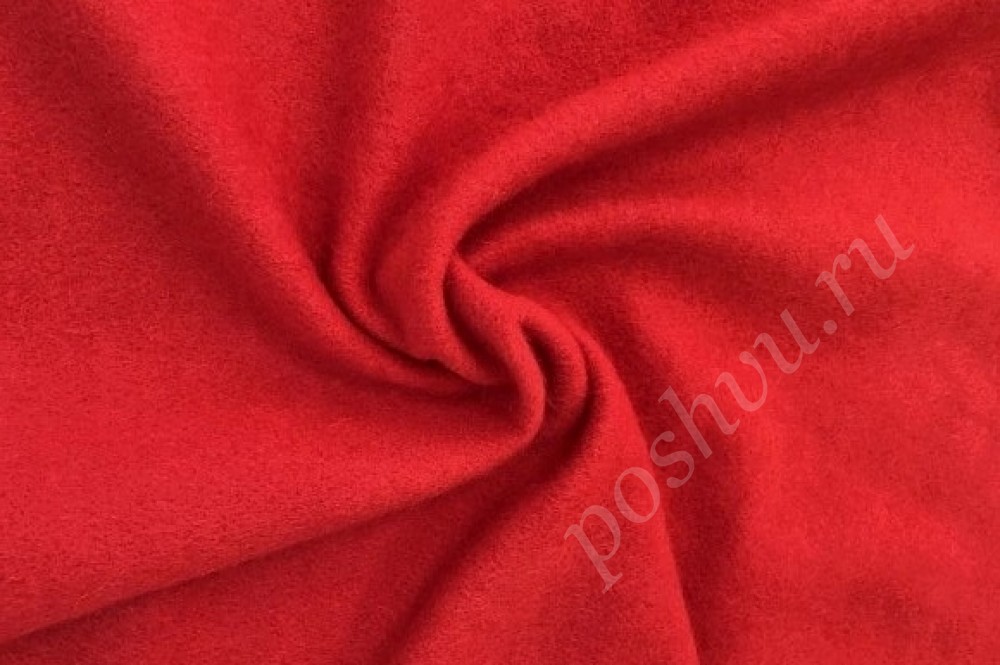 Пальтовая ткань на трикотажной основе красного цвета
