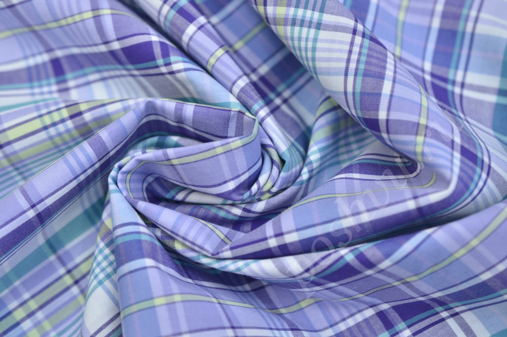 Сорочечная пестротканная ткань в в синие полоски