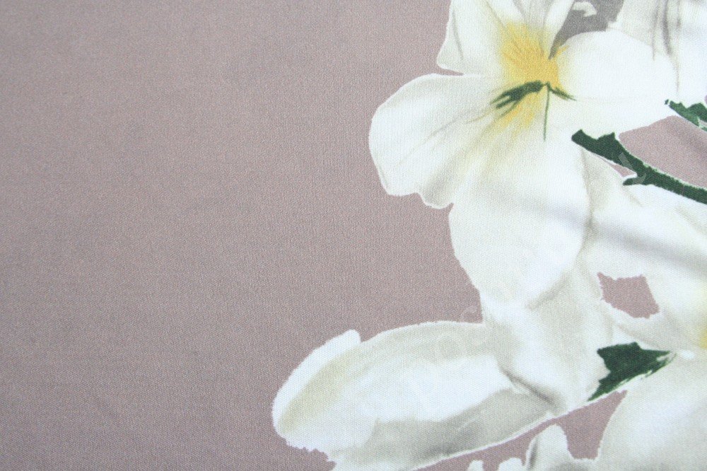Ткань трикотаж серого оттенка в белые цветы