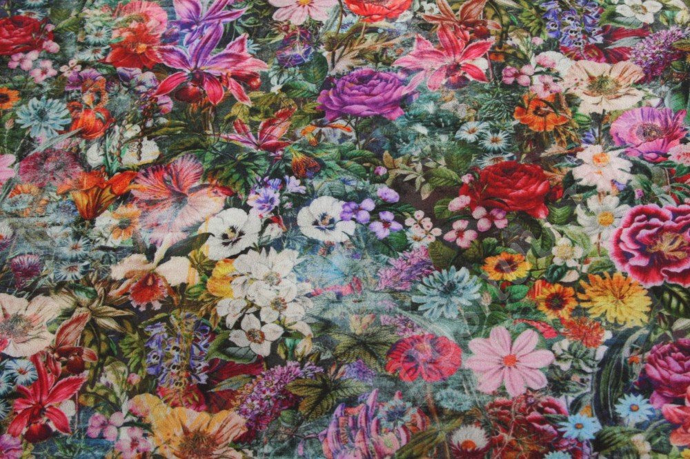 Ткань трикотаж Цветочный сад