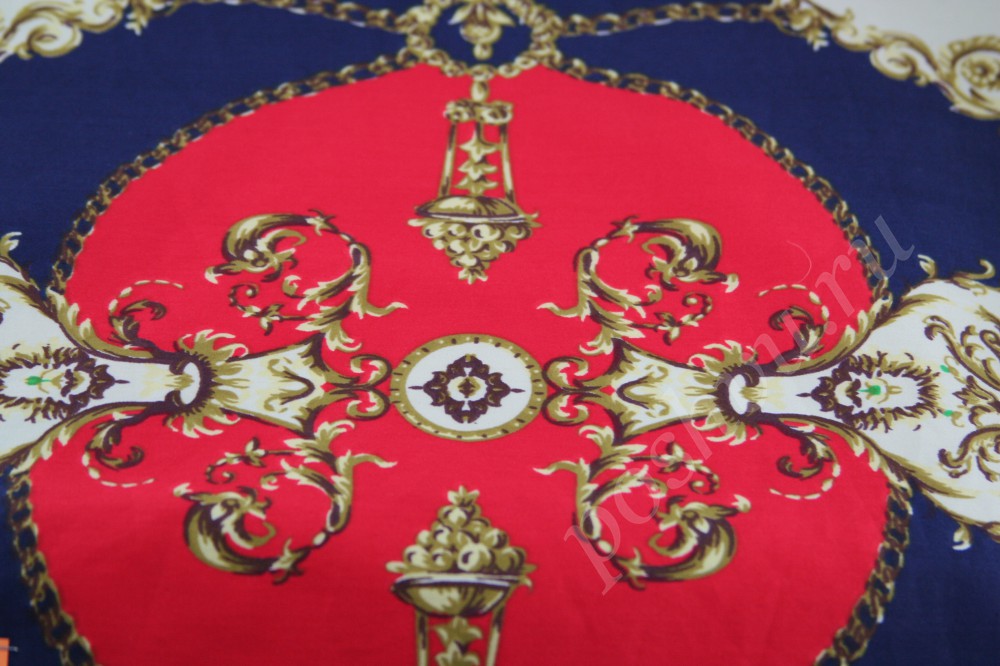 Ткань контрастный красно-синий хлопок "Дольче Габбана"