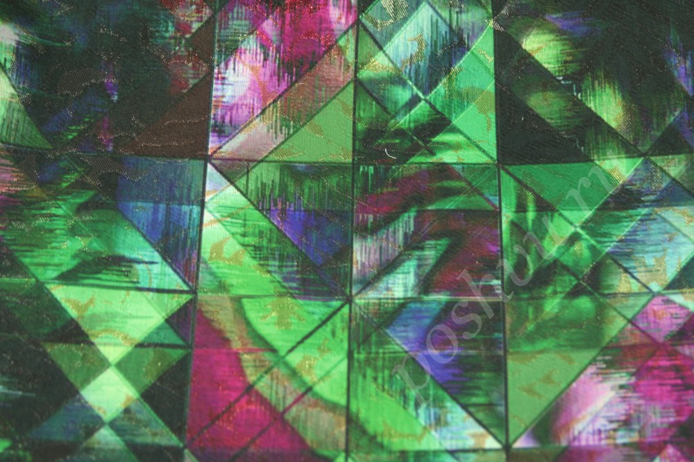 Разноцветная жаккардовая ткань с геометрическим орнаментом