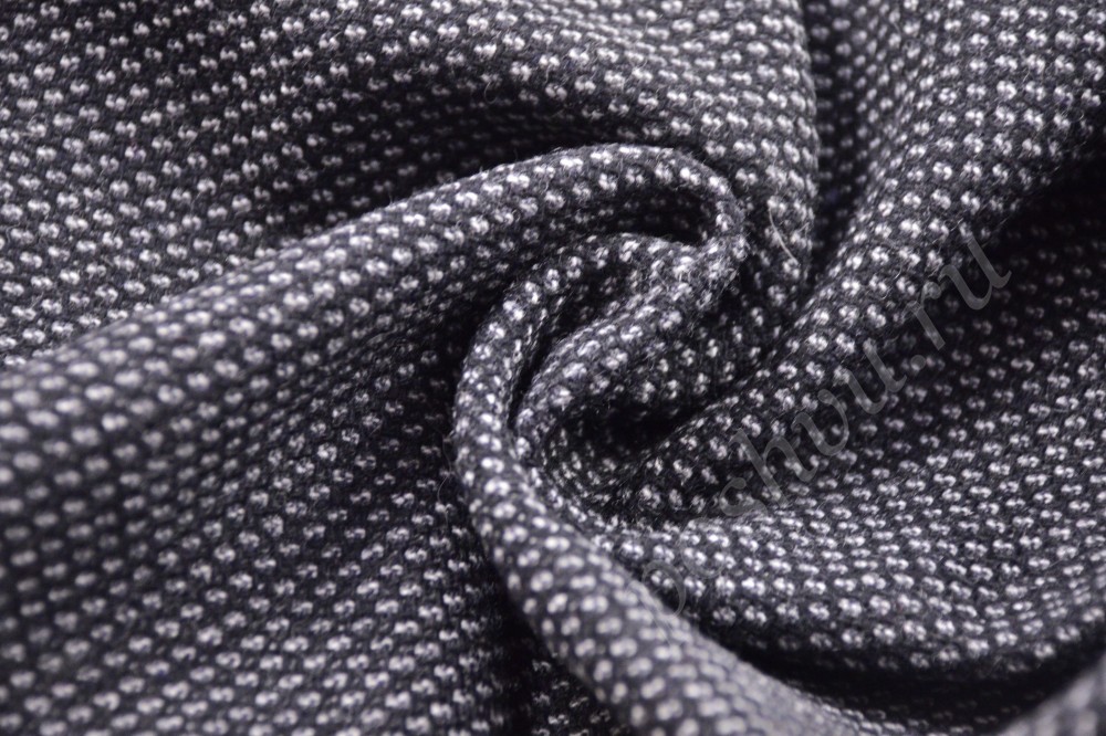 Ткань костюмная черного оттенка в белые крапления