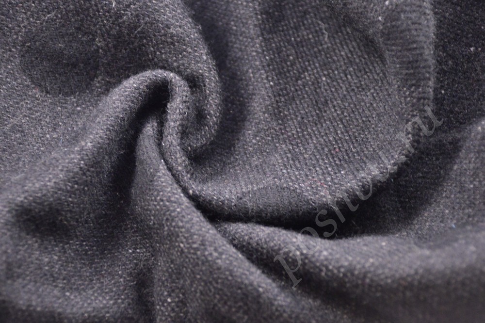 Ткань пальтовая серого оттенка в крупный темно-серый горох