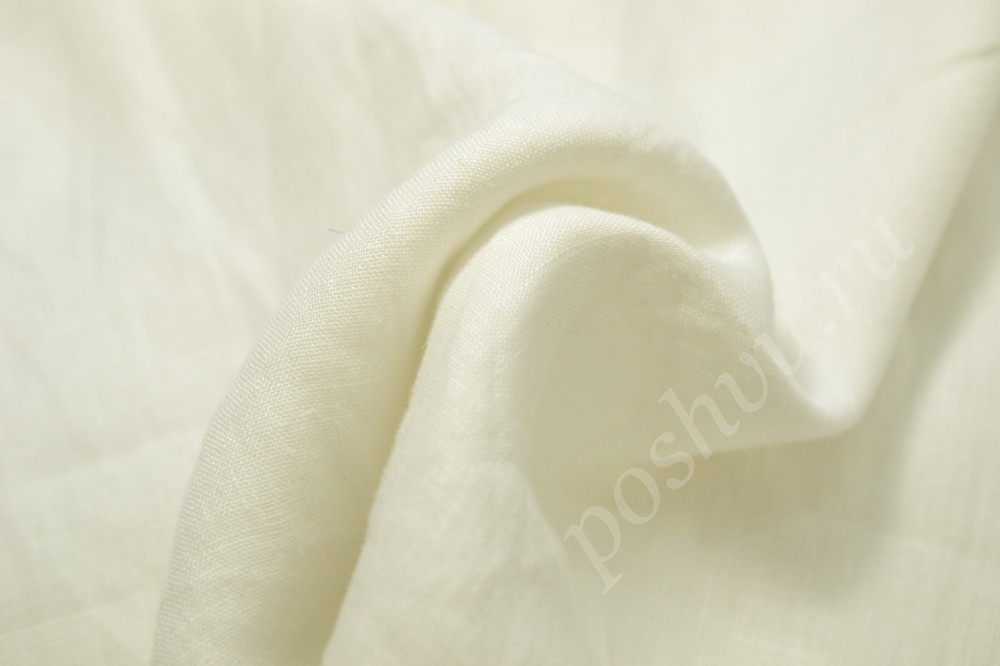 Ткань костюмная льняная белого оттенка
