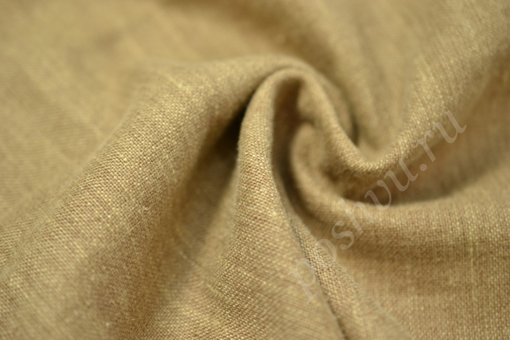 Ткань костюмная льняная светло-коричневого оттенка