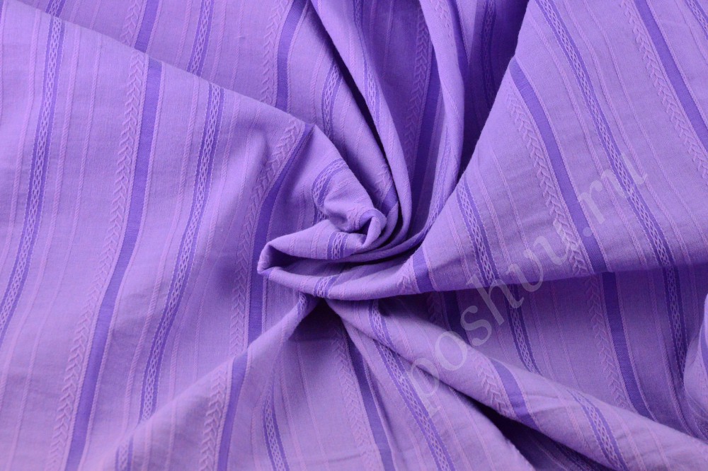 Лиловая рубашечная ткань в тонкую фиолетовую полоску