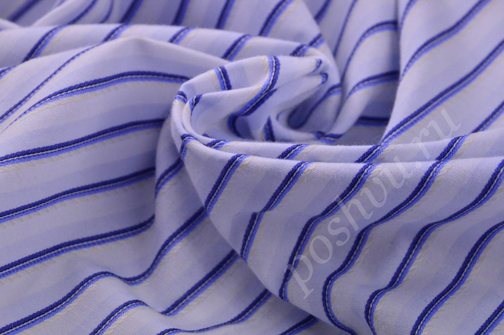 Оригинальная рубашечная ткань в тонкую синюю полоску