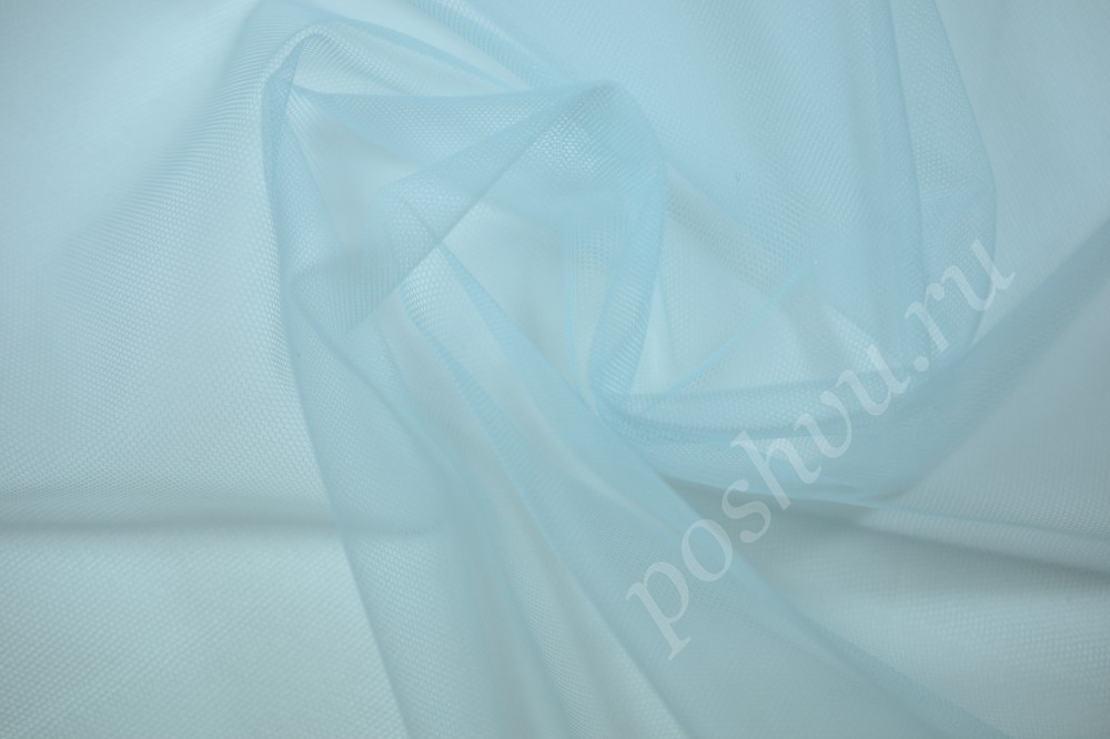 Ткань сетка нежно-голубого цвета Лазурные волны