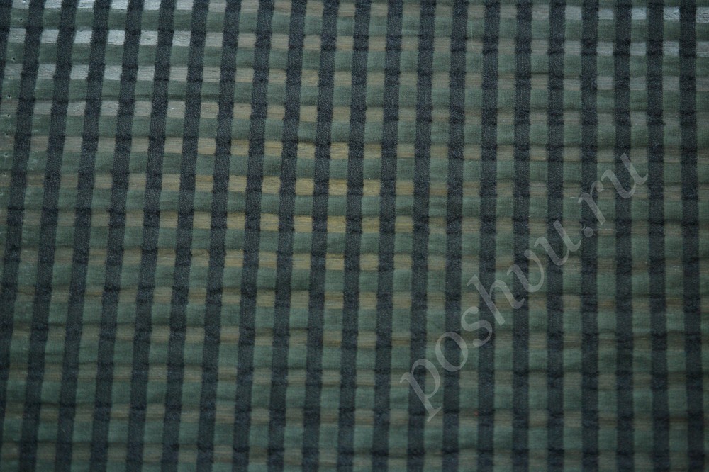 Ткань жаккард Max Mara в полосках оливкового, зеленого и черного оттенков