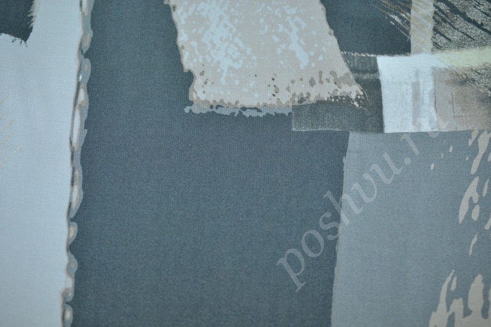 Ткань шелк Max Mara в абстрактный узор серо-бежевых тонов