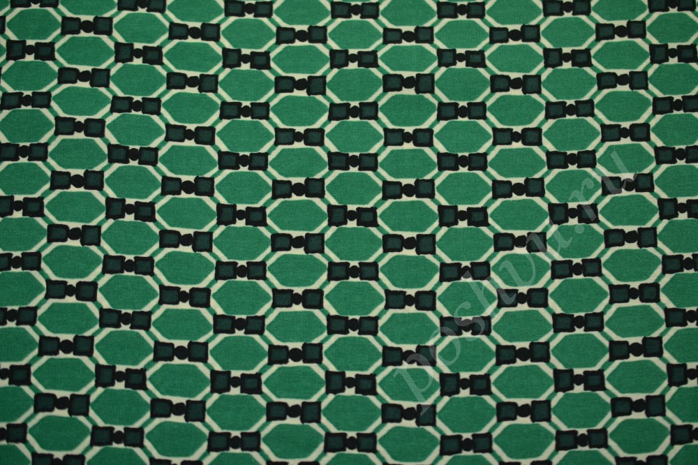 Шелковая ткань Max Mara в зеленый геометрический узор