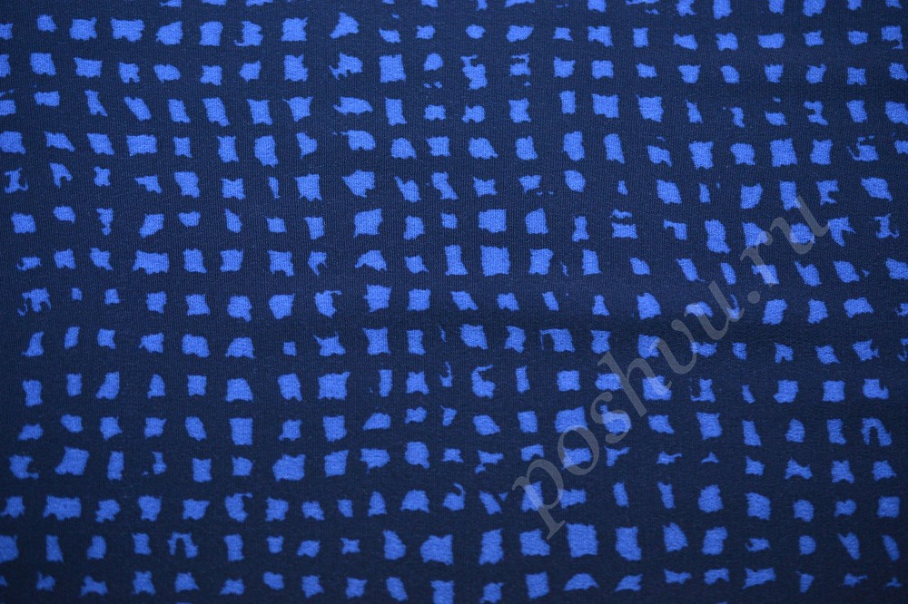 Ткань креп Max Mara темно-синего цвета в голубых квадратах